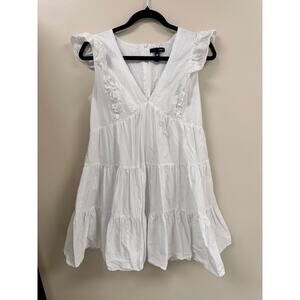 Aqua Brand White ruffle cotton mini dress